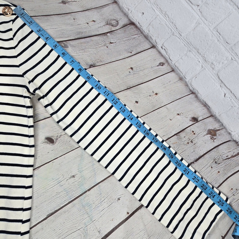English Factory Breton Striped Long Sleeve Top with Gold Buttons Cream Navy S - Picture 11 of 12